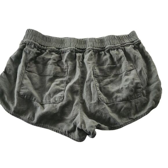 Rewash Brand Women's Size Large Olive Green Linen Blend Pull On Shorts - Picture 2 of 4